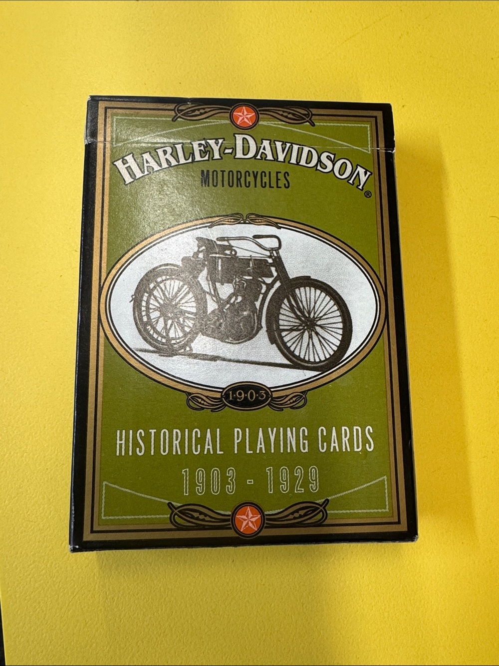 Harley-Davidson Olive Green and Black Historical Playing Cards